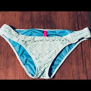 Victoria Secret Teal Crochet Bottoms - L